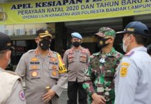 Polresta Bandar Lampung Gelar Apel Kesiapan Pengamanan Bersama Forkopimda Menjelang Pergantian Tahun 2021