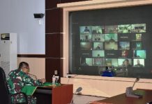 Kasrem 043/Gatam Ikuti Teleconference Zoom Rapat Paripurna DPRD Provinsi Lampung
