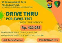 Polda Lampung Buka Layanan Drive Thru PCR Swab Test Covid-19
