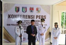 Usai Pelantikan, Sekdaprov Lampung Bersama Tiga Pejabat Bupati Gelar Konferensi Pers