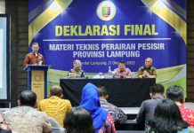 Sekdaprov Pimpin Deklarasi Final Materi Teknis Perairan Pesisir Provinsi Lampung