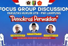 Besok! Fakultas Hukum UTB dan PWI Lampung Gelar FGD Mengupas Demokrasi Perwakilan