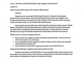 Permintaan Maaf kepada Bapak Lukmanul Hakim